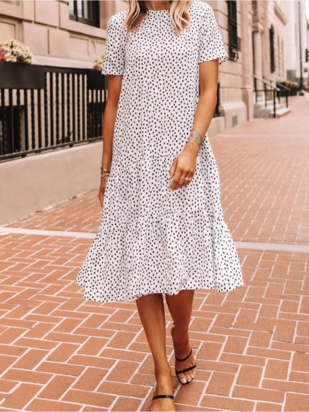 Fashion Jackson - The Drop Polka Dot Tiered Midi Dress
